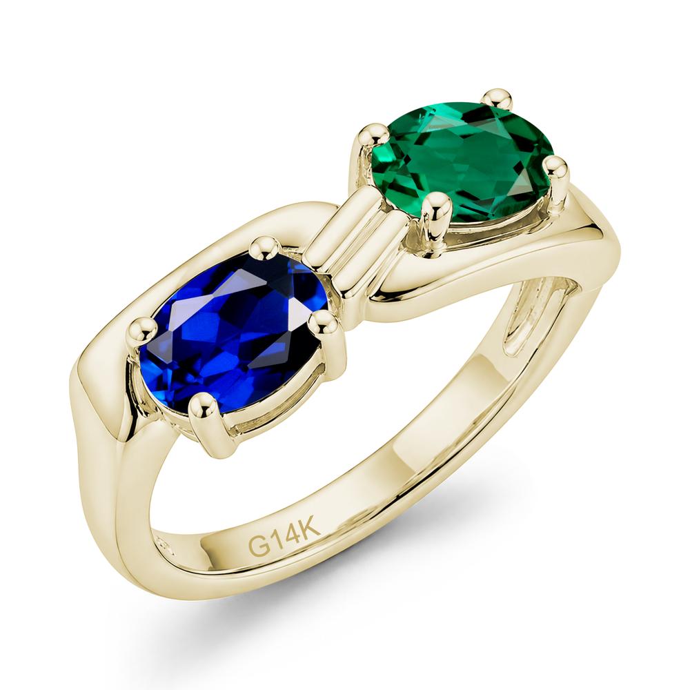 Toi Et Moi Two Stone Rose Quartz and Sapphire Promise Ring - LUO Jewelry #gemstone_Emerald and Sapphire