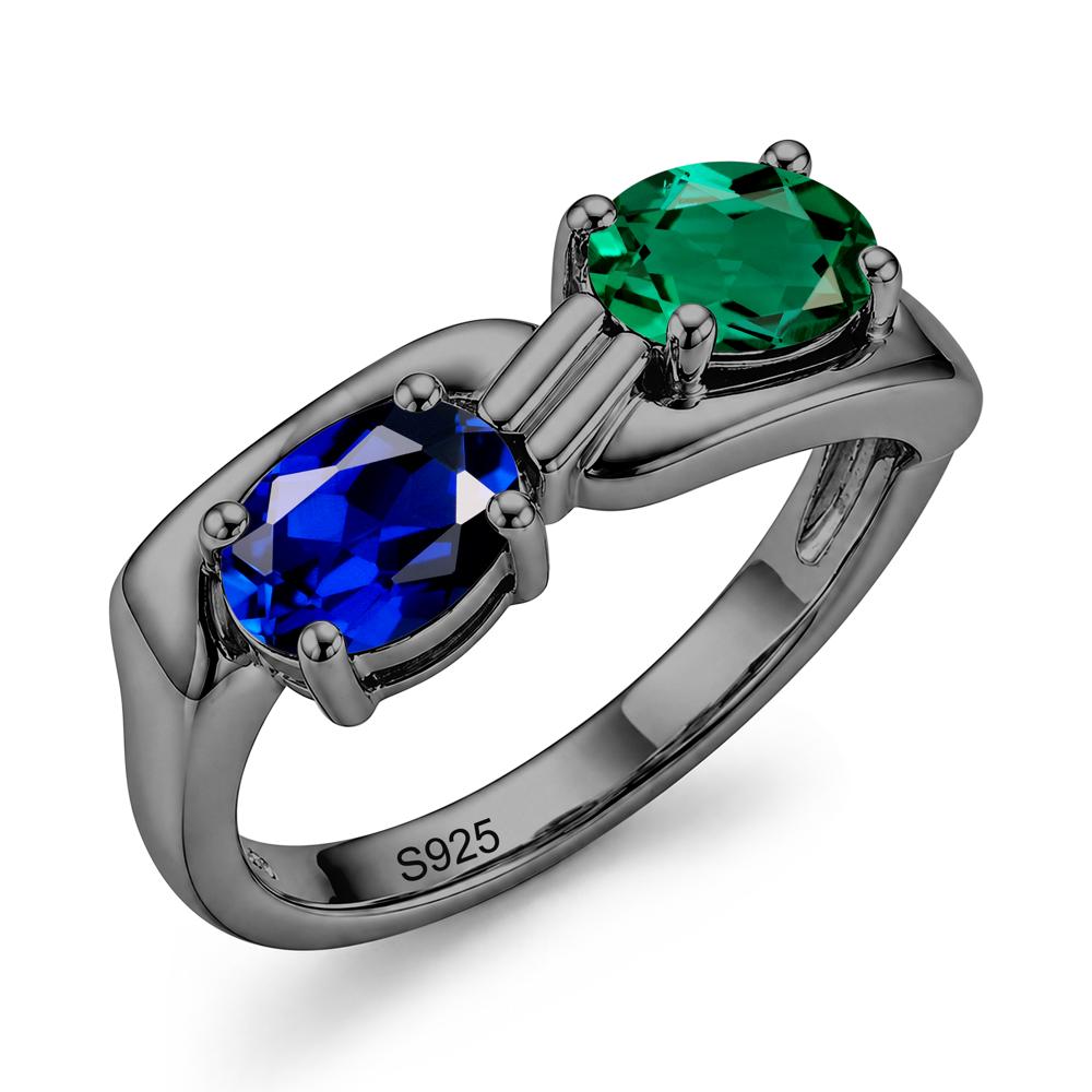Toi Et Moi Two Stone Rose Quartz and Sapphire Promise Ring - LUO Jewelry #gemstone_Emerald and Sapphire