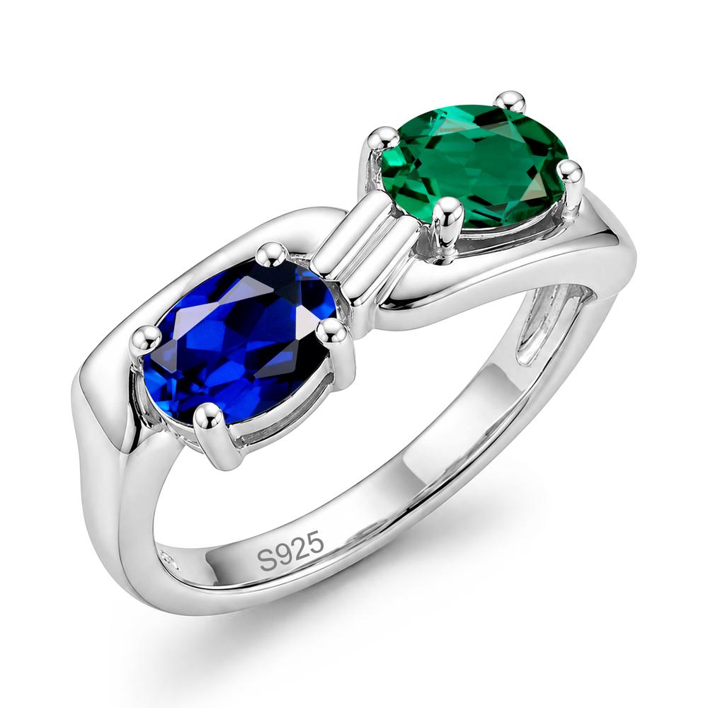 Toi Et Moi Two Stone Rose Quartz and Sapphire Promise Ring - LUO Jewelry #gemstone_Emerald and Sapphire