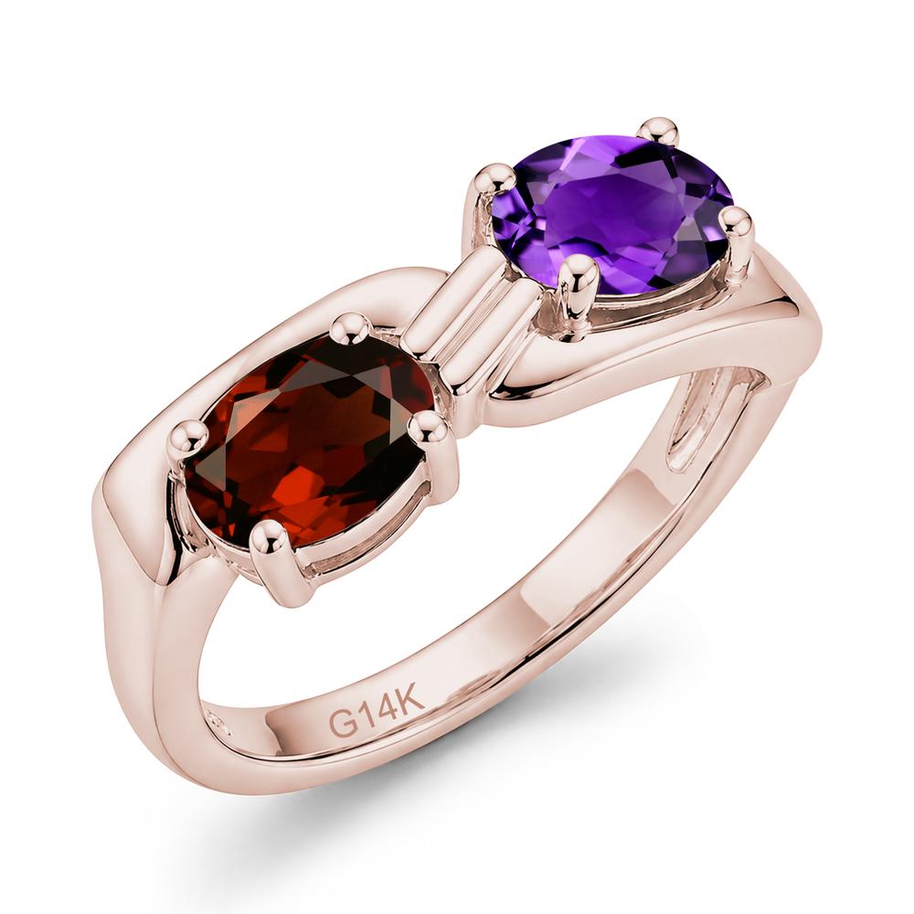 Toi Et Moi Two Stone Rose Quartz and Sapphire Promise Ring - LUO Jewelry #gemstone_Garnet and Amethyst
