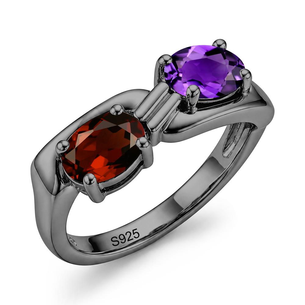 Toi Et Moi Two Stone Rose Quartz and Sapphire Promise Ring - LUO Jewelry #gemstone_Garnet and Amethyst