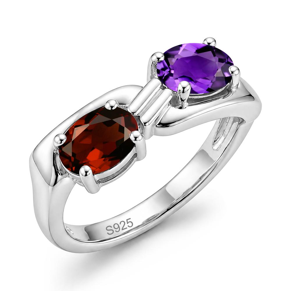 Toi Et Moi Two Stone Rose Quartz and Sapphire Promise Ring - LUO Jewelry #gemstone_Garnet and Amethyst