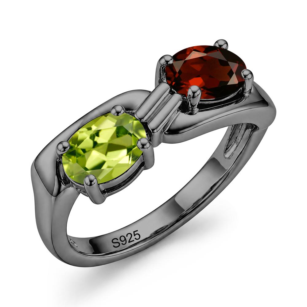 Toi Et Moi Two Stone Rose Quartz and Sapphire Promise Ring - LUO Jewelry #gemstone_Garnet and Peridot