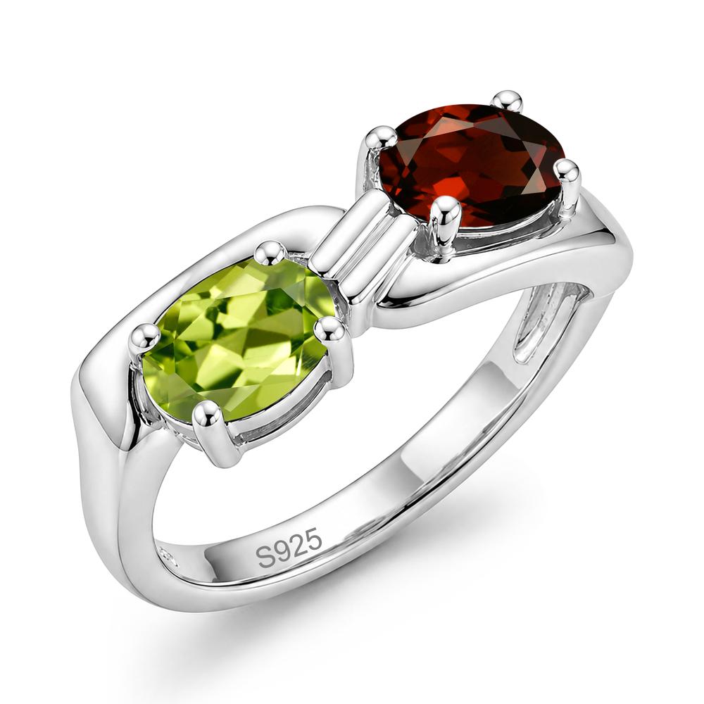 Toi Et Moi Two Stone Rose Quartz and Sapphire Promise Ring - LUO Jewelry #gemstone_Garnet and Peridot