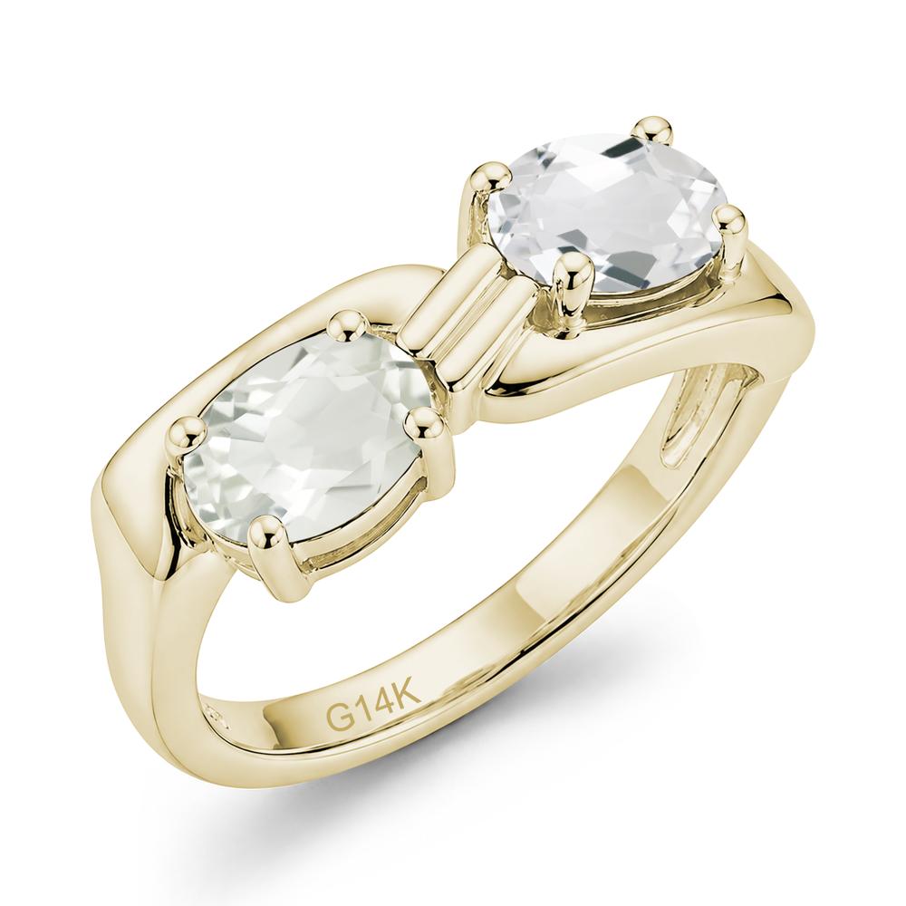 Toi Et Moi Two Stone Rose Quartz and Sapphire Promise Ring - LUO Jewelry #gemstone_Green Amethyst and White Topaz