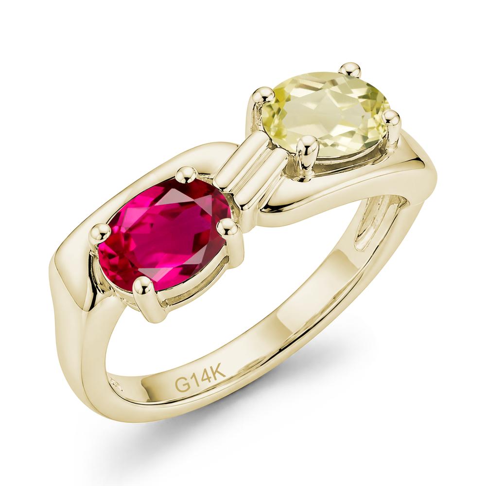 Toi Et Moi Two Stone Rose Quartz and Sapphire Promise Ring - LUO Jewelry #gemstone_Lemon Quartz and Ruby