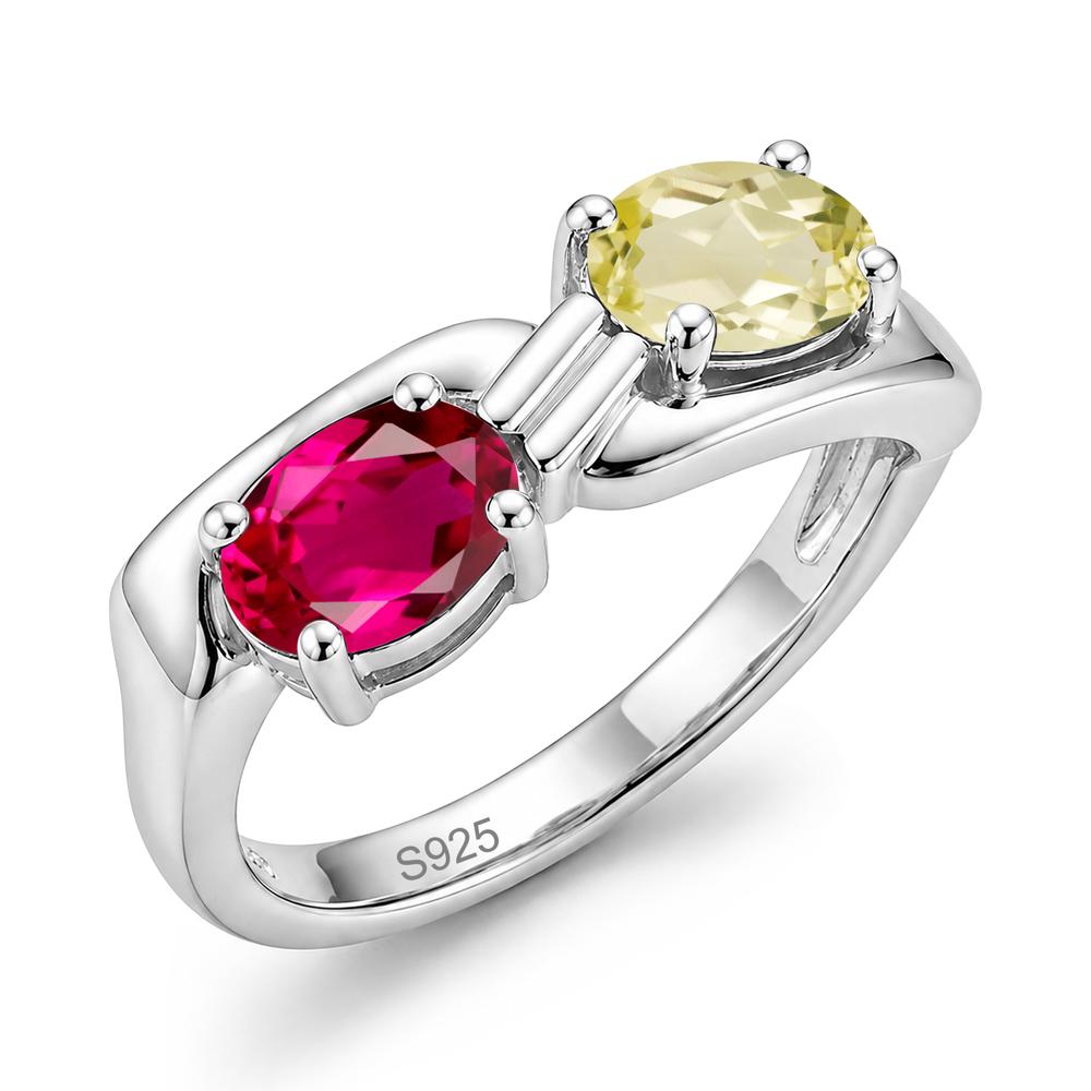 Toi Et Moi Two Stone Rose Quartz and Sapphire Promise Ring - LUO Jewelry #gemstone_Lemon Quartz and Ruby