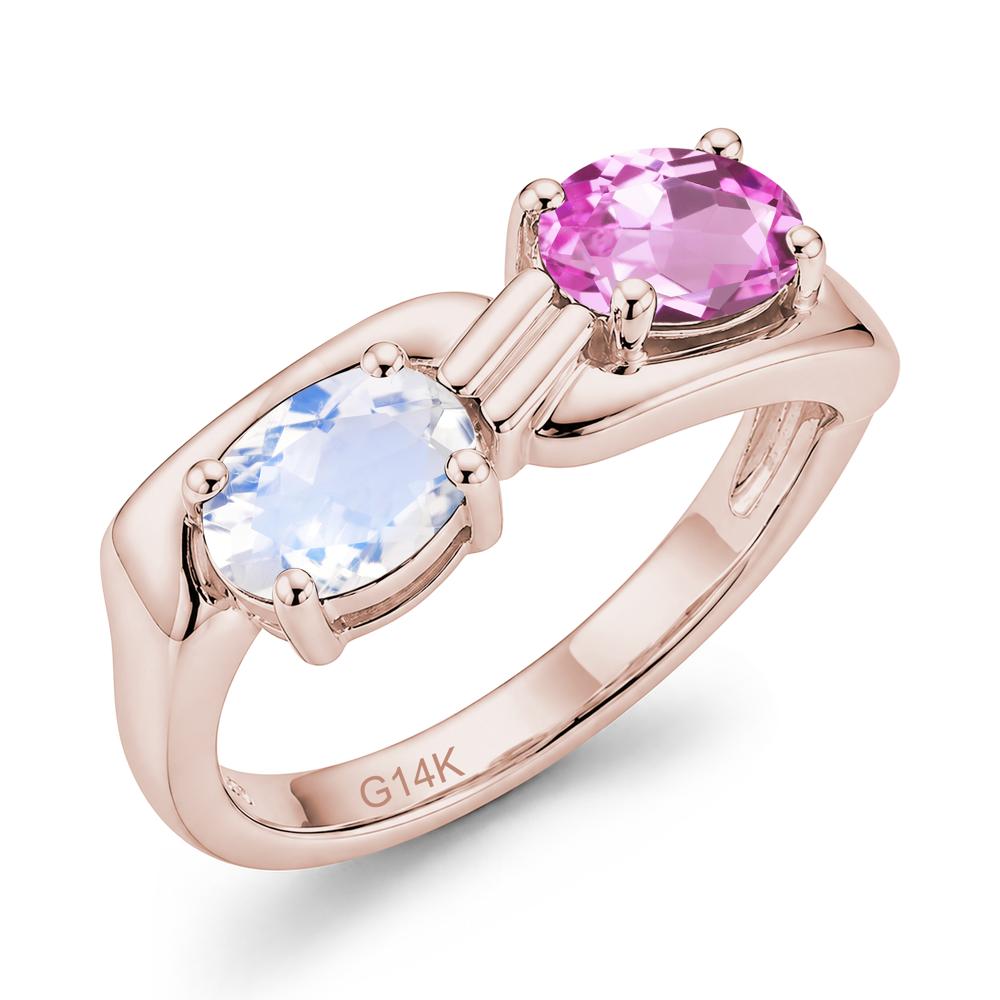 Toi Et Moi Two Stone Rose Quartz and Sapphire Promise Ring - LUO Jewelry #gemstone_Moonstone and Pink Sapphire