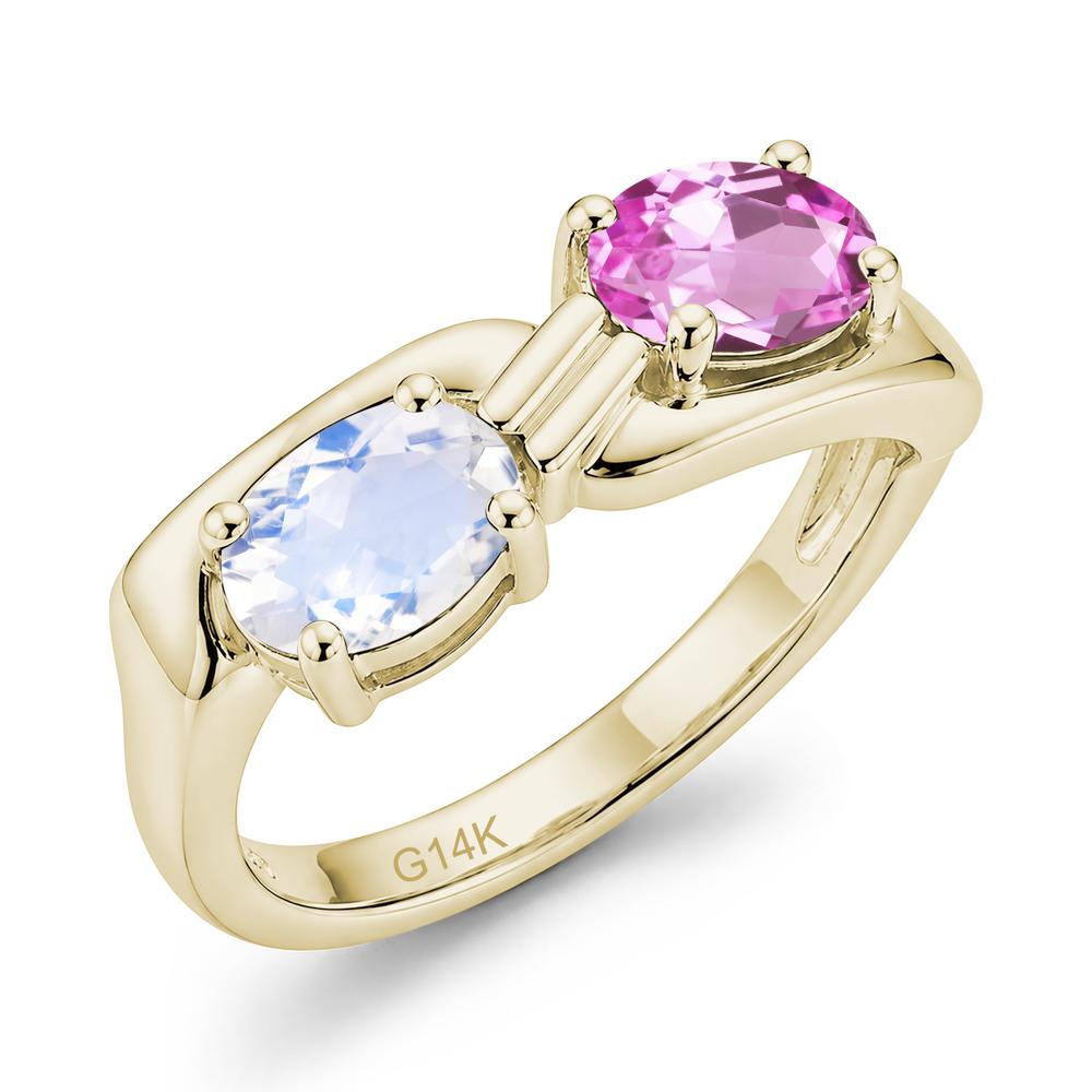 Toi Et Moi Two Stone Rose Quartz and Sapphire Promise Ring - LUO Jewelry #gemstone_Moonstone and Pink Sapphire