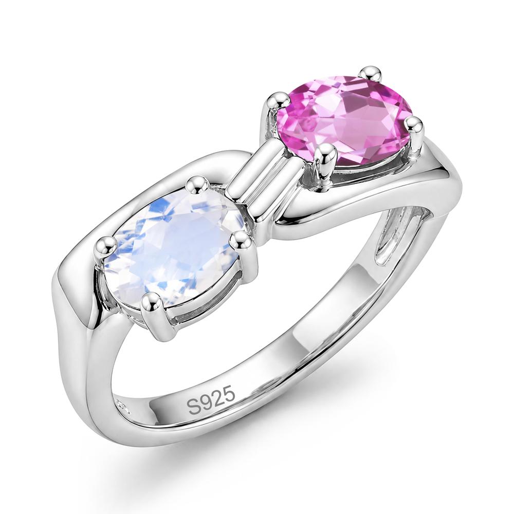 Toi Et Moi Two Stone Rose Quartz and Sapphire Promise Ring - LUO Jewelry #gemstone_Moonstone and Pink Sapphire