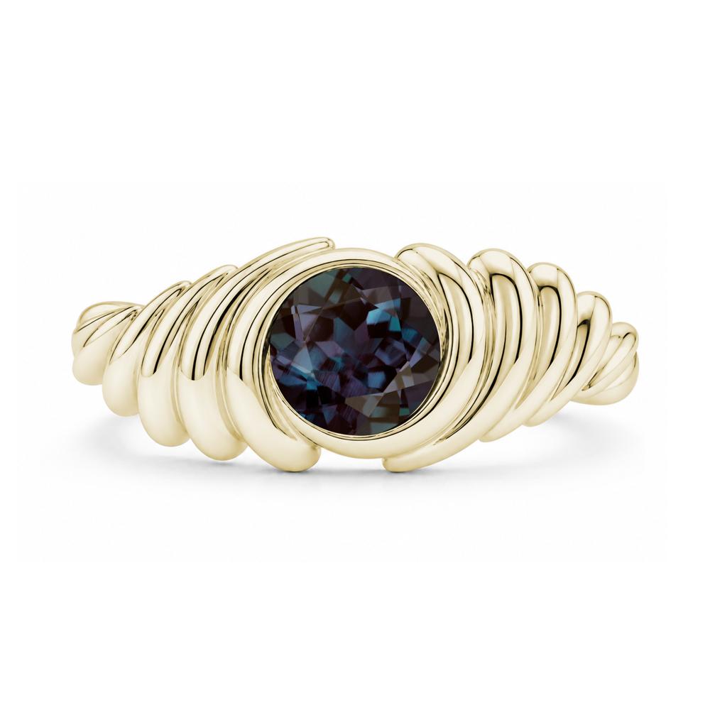 Solitaire Bezel Setting Swirl Amethyst Ring - LUO Jewelry #gemstone_Alexandrite