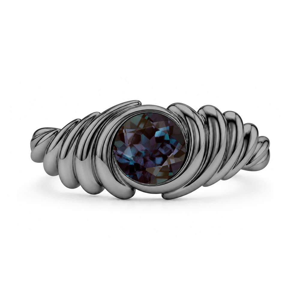 Solitaire Bezel Setting Swirl Amethyst Ring - LUO Jewelry #gemstone_Alexandrite