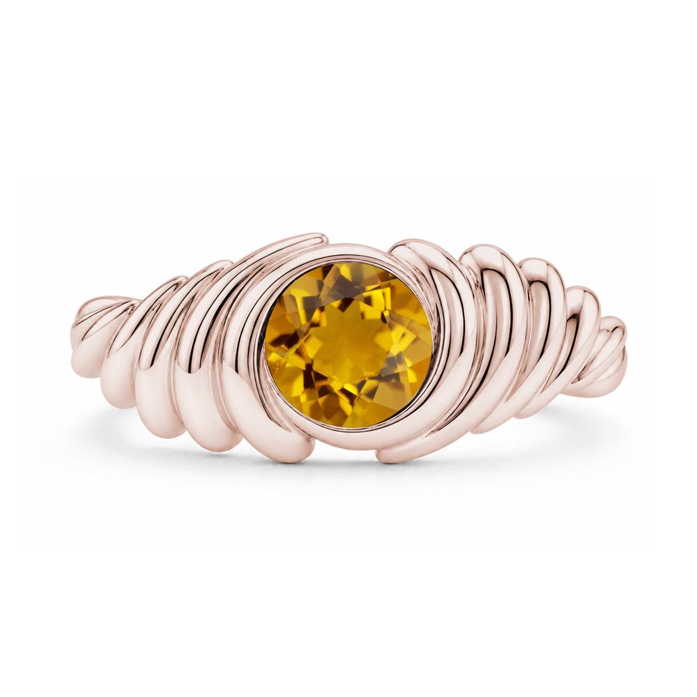 Solitaire Bezel Setting Swirl Amethyst Ring - LUO Jewelry #gemstone_Citrine