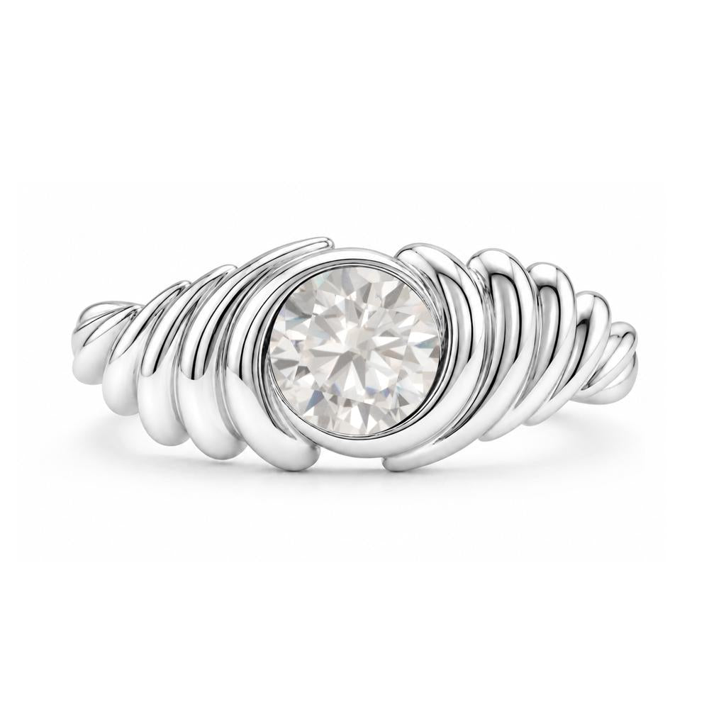 Solitaire Bezel Setting Swirl Amethyst Ring - LUO Jewelry #gemstone_Cubic Zirconia