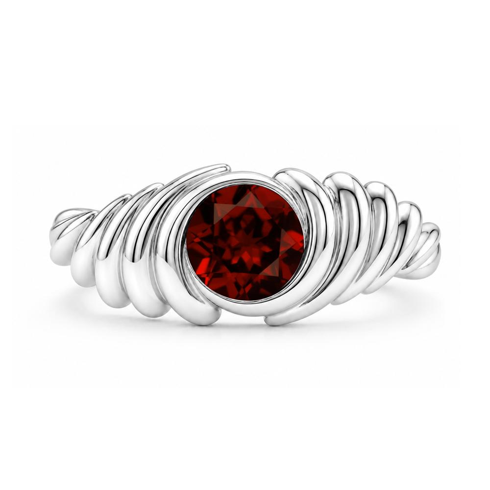 Solitaire Bezel Setting Swirl Amethyst Ring - LUO Jewelry #gemstone_Garnet