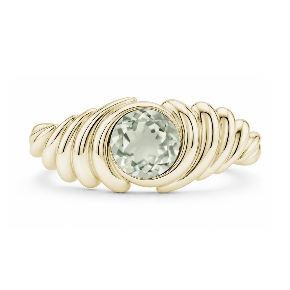 Solitaire Bezel Setting Swirl Amethyst Ring - LUO Jewelry #gemstone_Green Amethyst