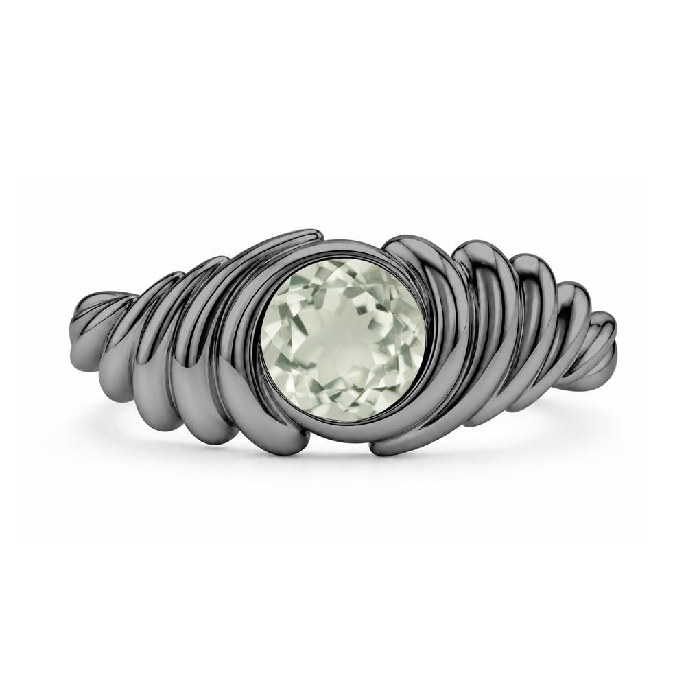 Solitaire Bezel Setting Swirl Amethyst Ring - LUO Jewelry #gemstone_Green Amethyst