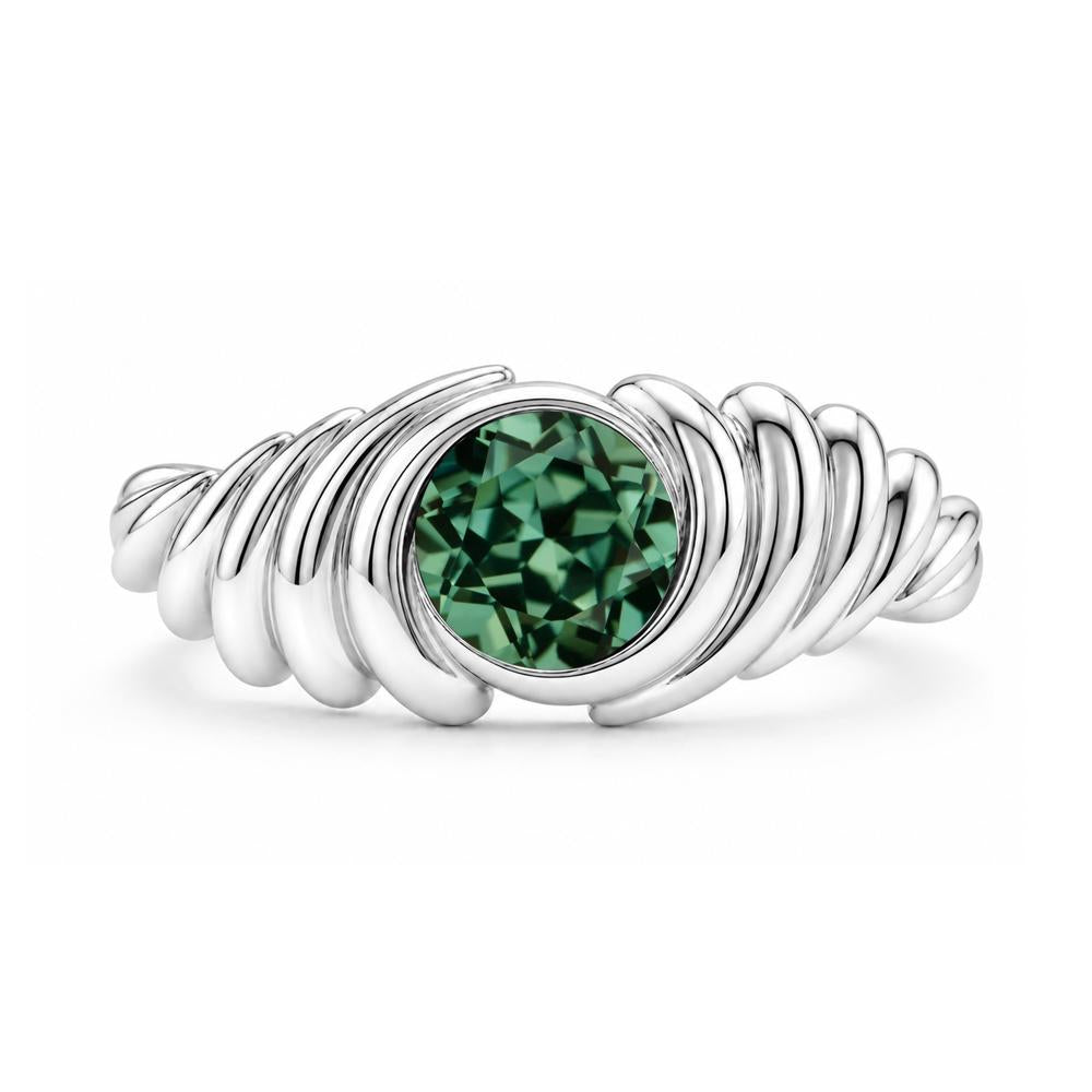 Solitaire Bezel Setting Swirl Amethyst Ring - LUO Jewelry #gemstone_Green Sapphire