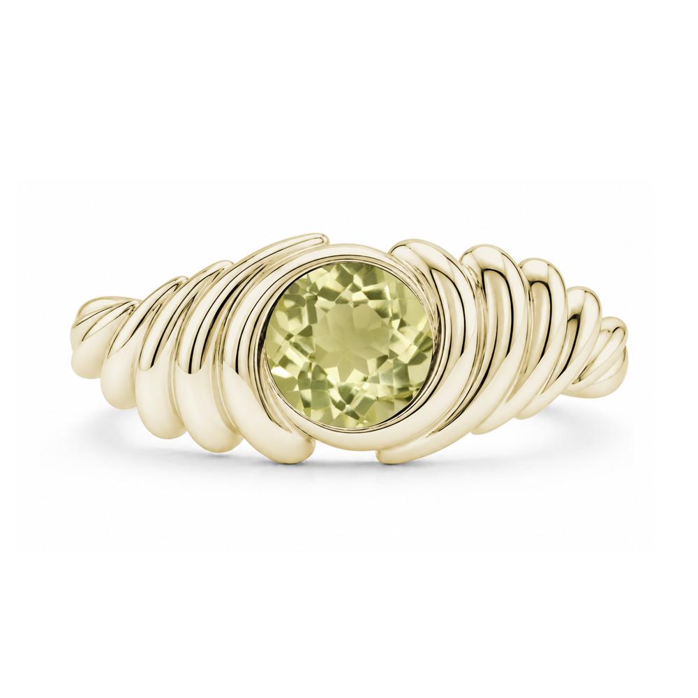 Solitaire Bezel Setting Swirl Amethyst Ring - LUO Jewelry #gemstone_Lemon Quartz