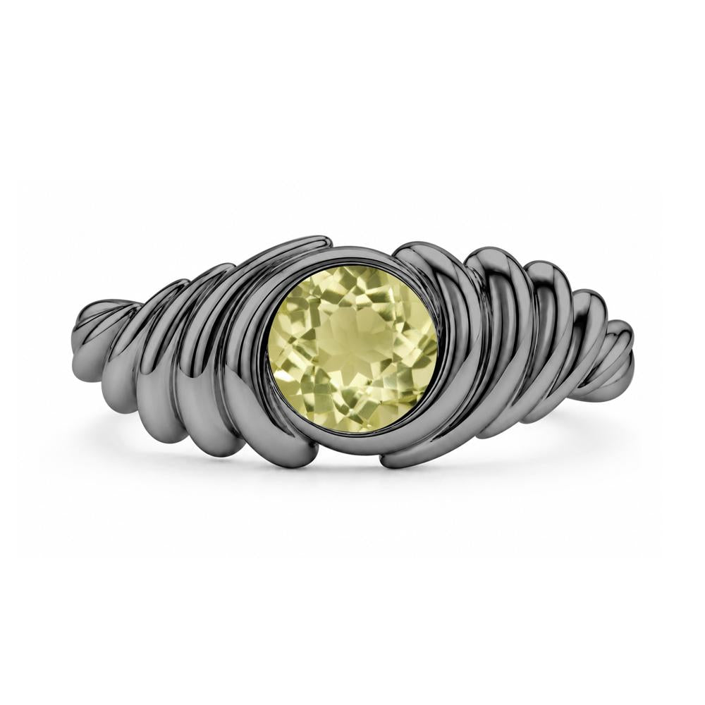 Solitaire Bezel Setting Swirl Amethyst Ring - LUO Jewelry #gemstone_Lemon Quartz