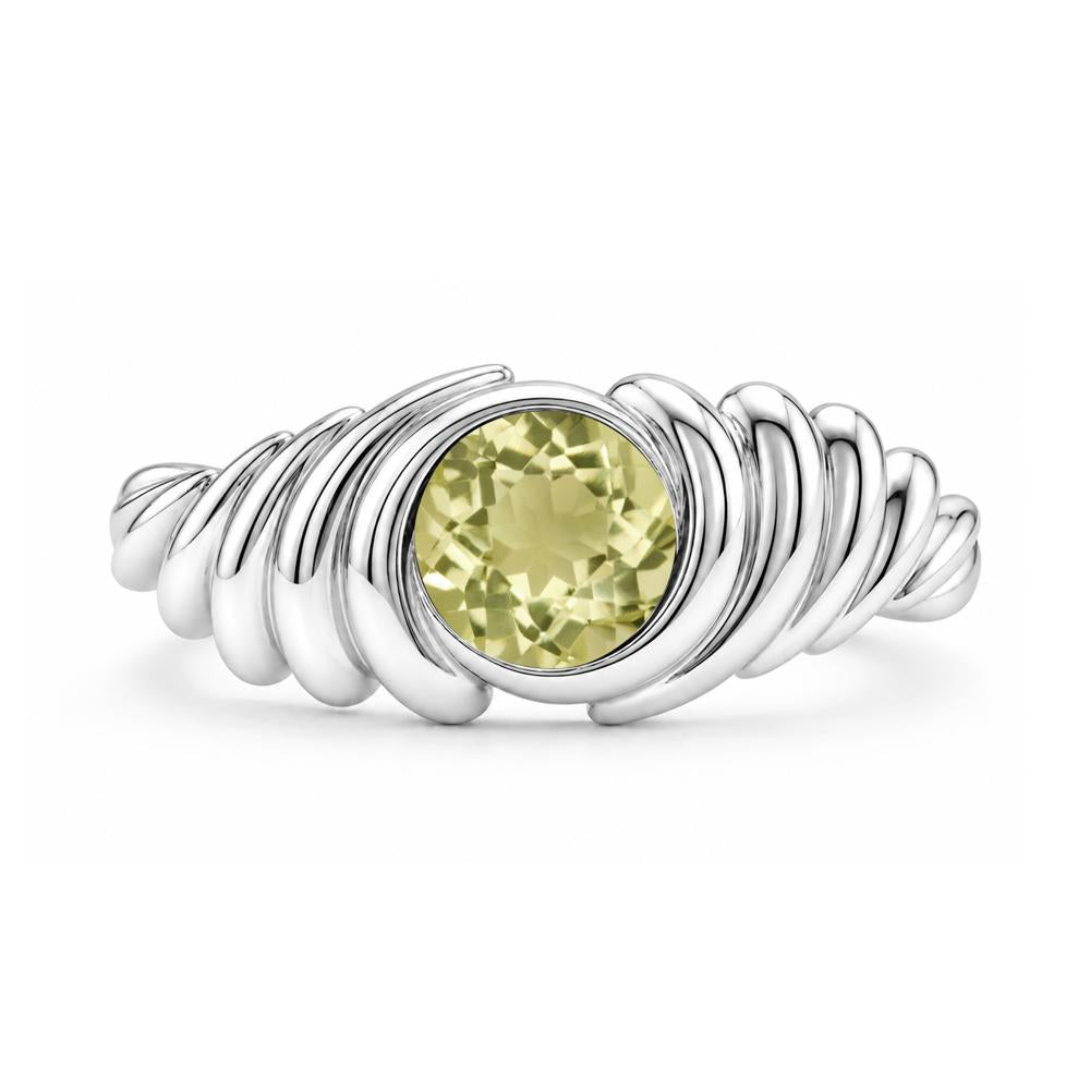 Solitaire Bezel Setting Swirl Amethyst Ring - LUO Jewelry #gemstone_Lemon Quartz