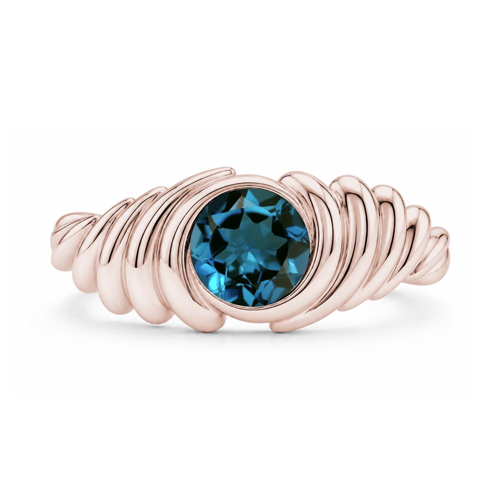 Solitaire Bezel Setting Swirl Amethyst Ring - LUO Jewelry #gemstone_London Blue Topaz