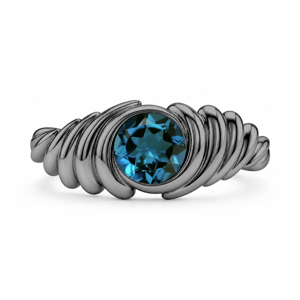 Solitaire Bezel Setting Swirl Amethyst Ring - LUO Jewelry #gemstone_London Blue Topaz