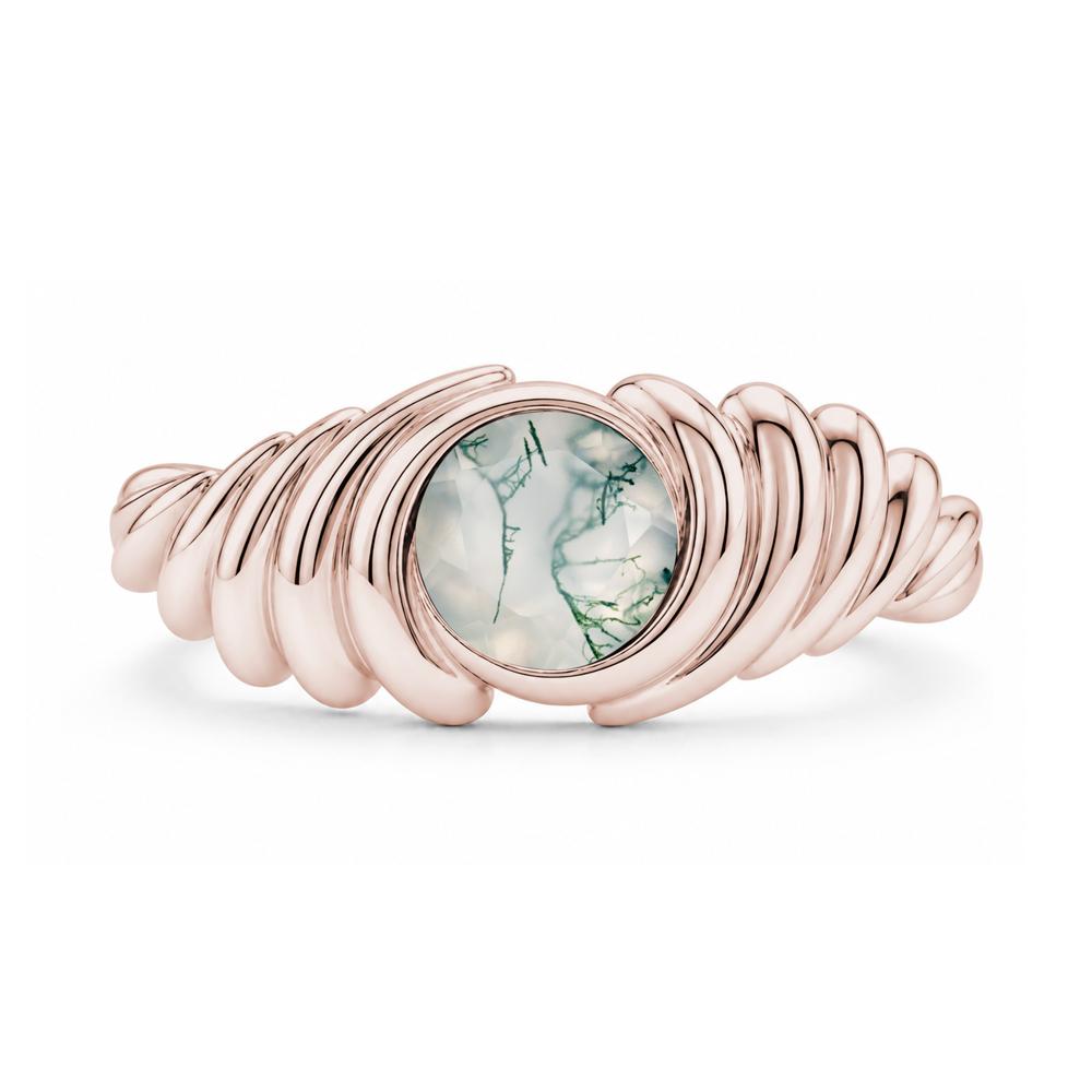 Solitaire Bezel Setting Swirl Amethyst Ring - LUO Jewelry #gemstone_Moss Agate