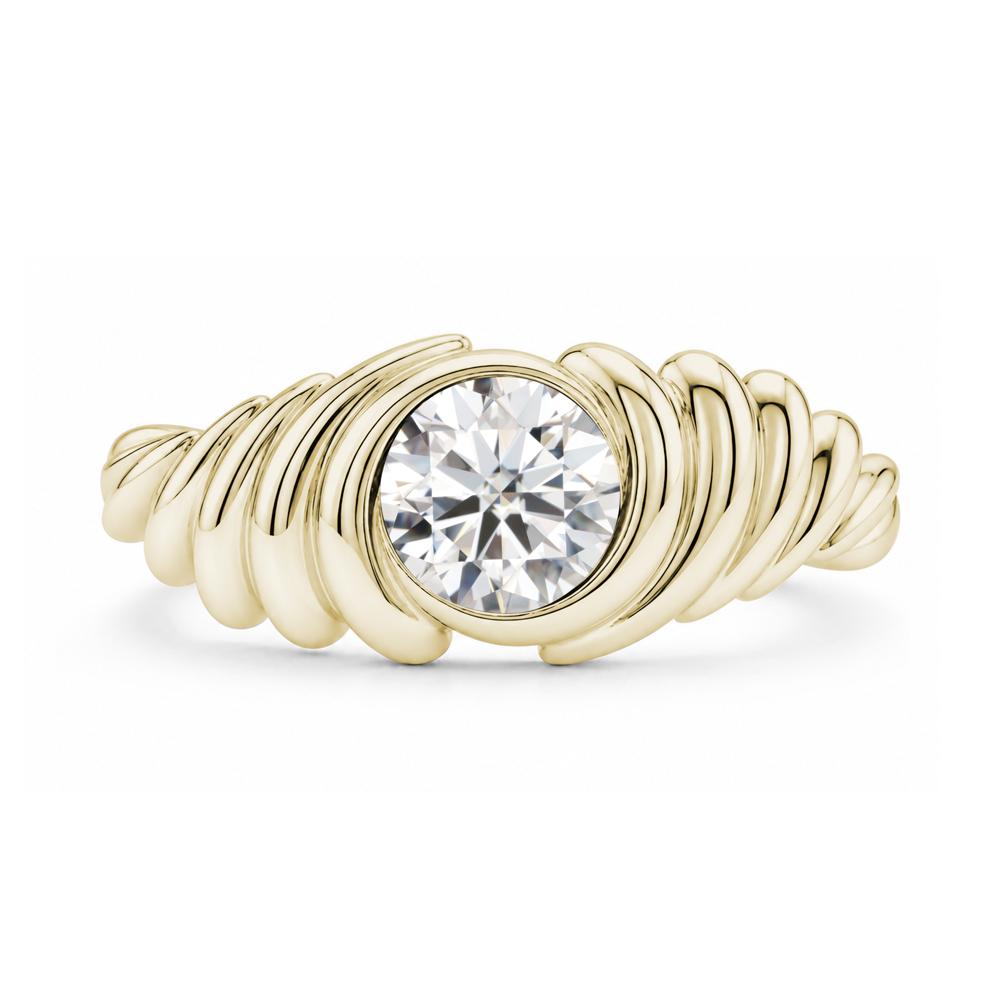 Solitaire Bezel Setting Swirl Amethyst Ring - LUO Jewelry #gemstone_Moissanite