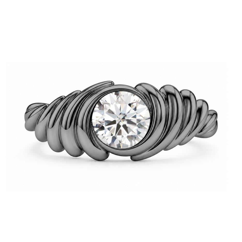 Solitaire Bezel Setting Swirl Amethyst Ring - LUO Jewelry #gemstone_Moissanite