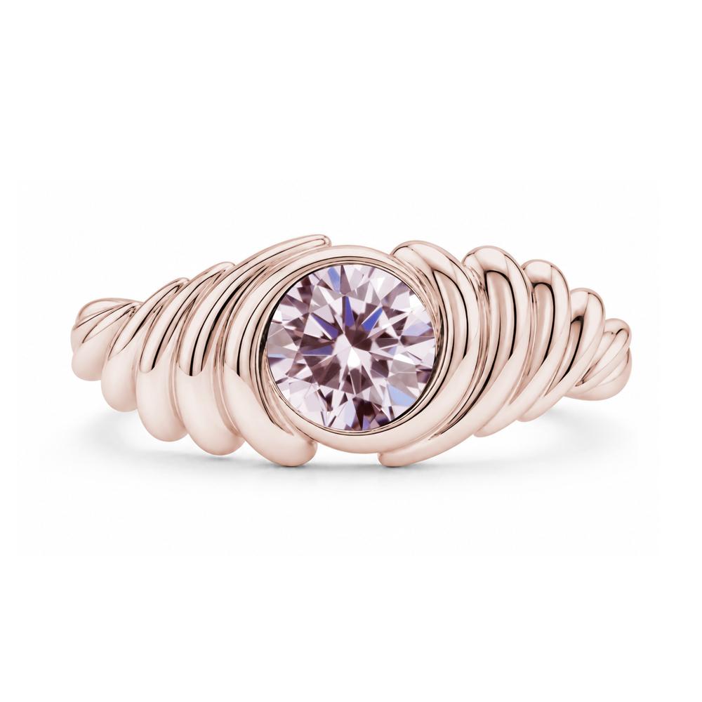 Solitaire Bezel Setting Swirl Amethyst Ring - LUO Jewelry #gemstone_Pink Cubic Zirconia
