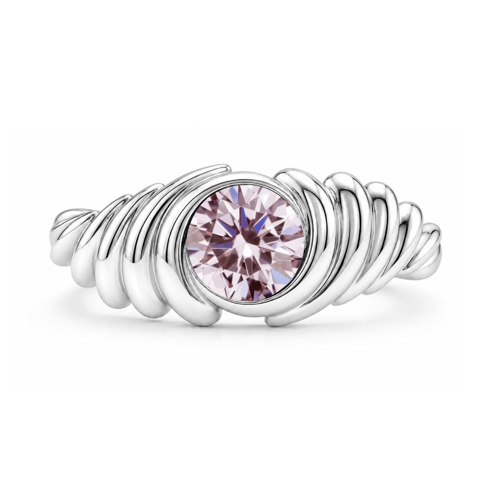 Solitaire Bezel Setting Swirl Amethyst Ring - LUO Jewelry #gemstone_Pink Cubic Zirconia