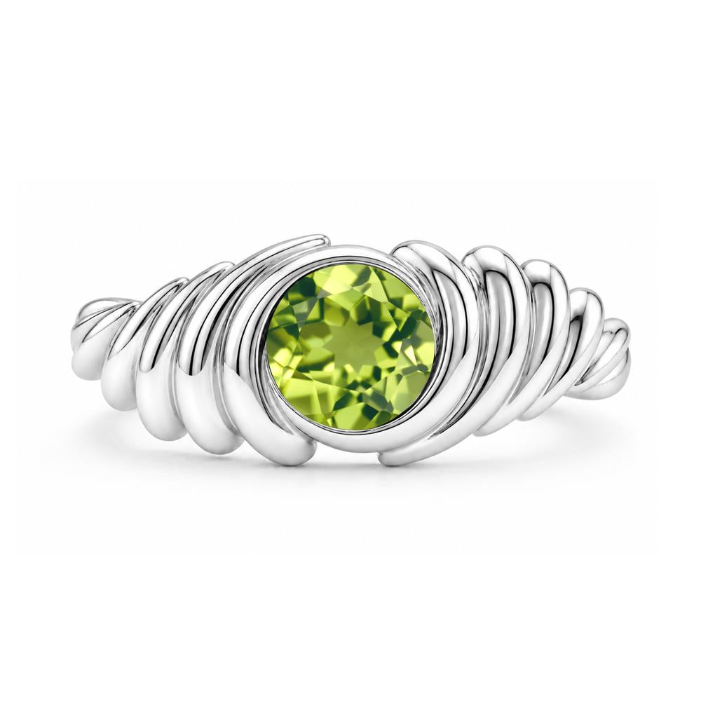 Solitaire Bezel Setting Swirl Amethyst Ring - LUO Jewelry #gemstone_Peridot