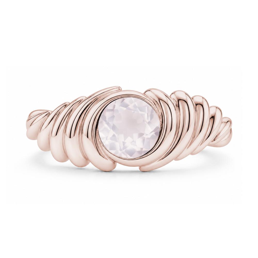 Solitaire Bezel Setting Swirl Amethyst Ring - LUO Jewelry #gemstone_Rose Quartz