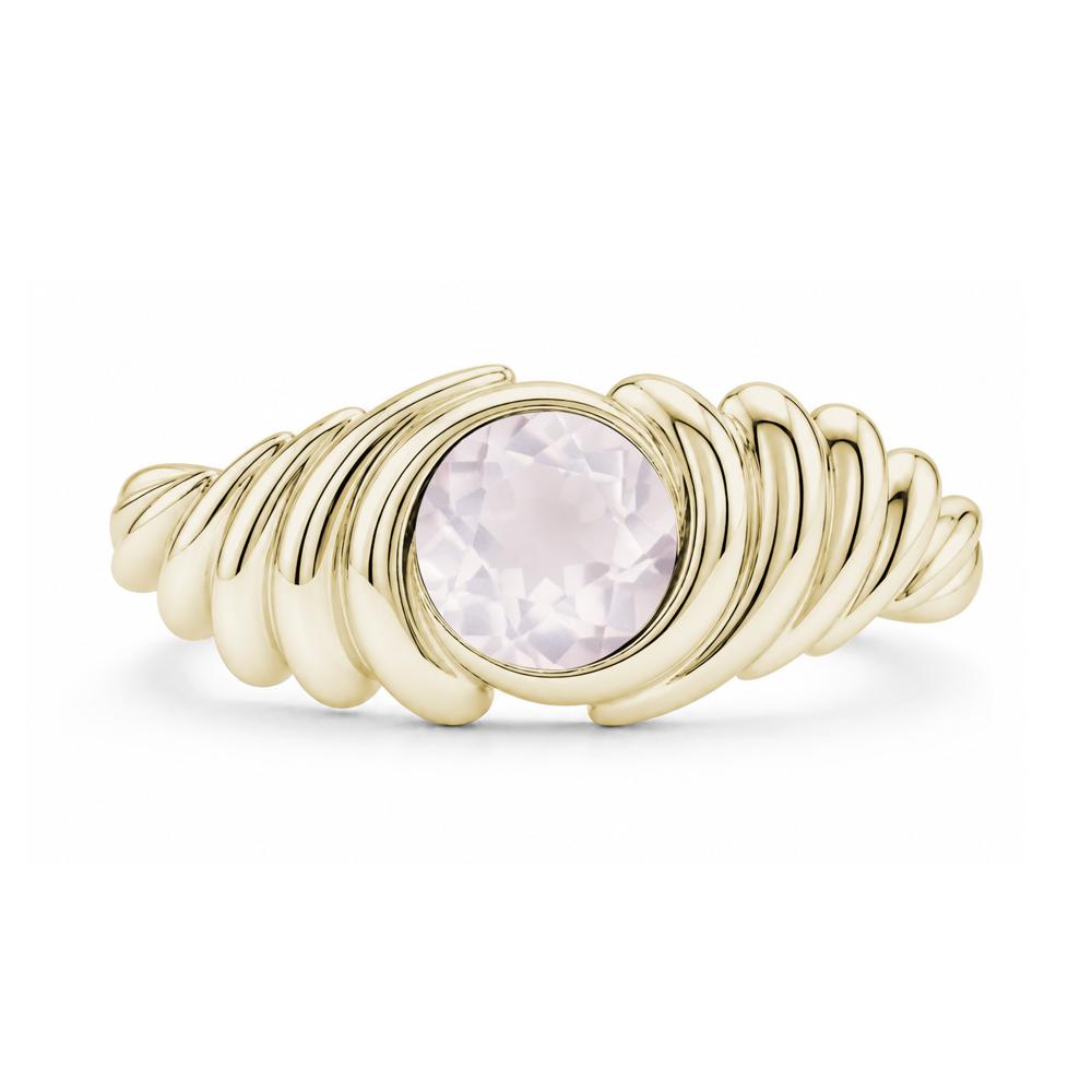 Solitaire Bezel Setting Swirl Amethyst Ring - LUO Jewelry #gemstone_Rose Quartz