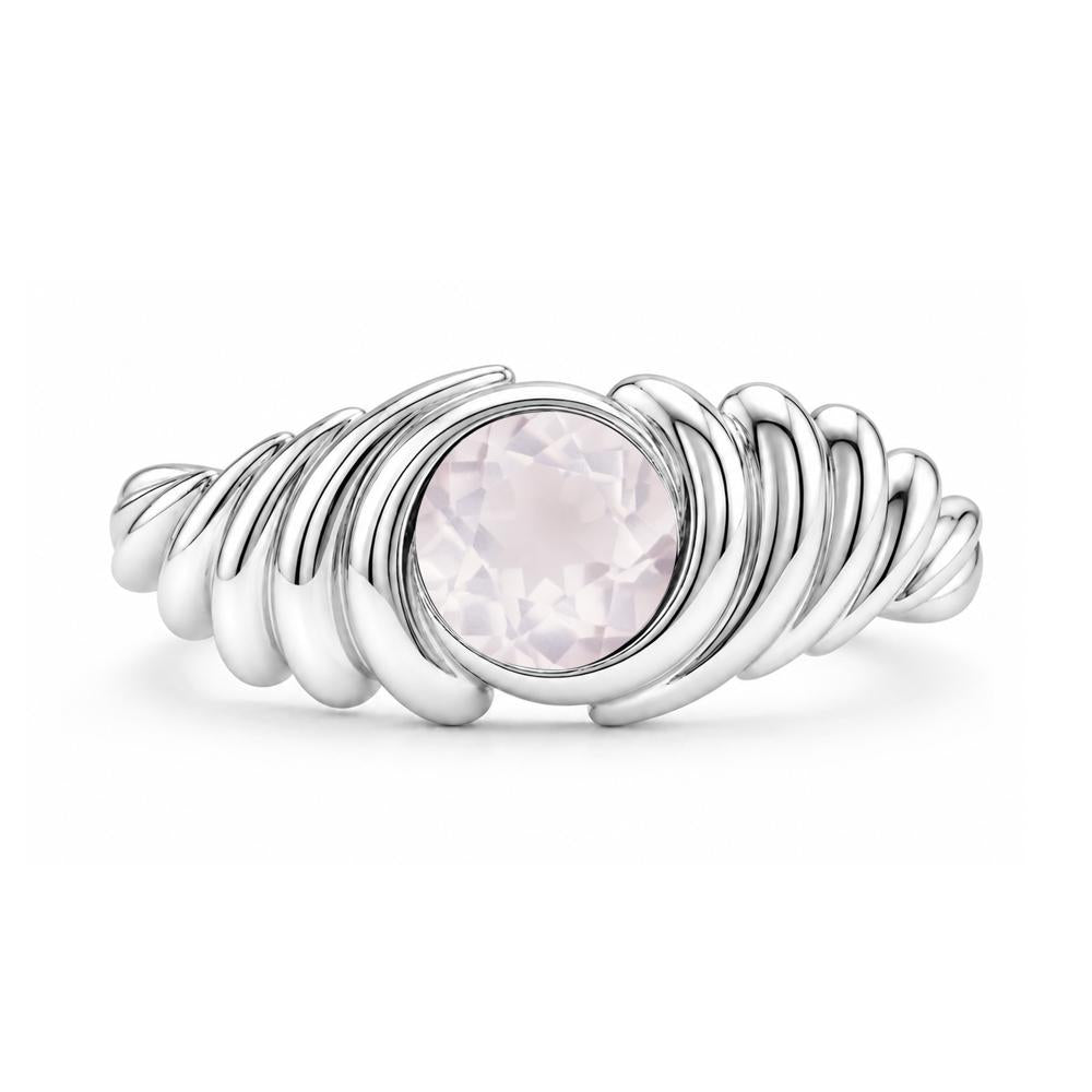 Solitaire Bezel Setting Swirl Amethyst Ring - LUO Jewelry #gemstone_Rose Quartz
