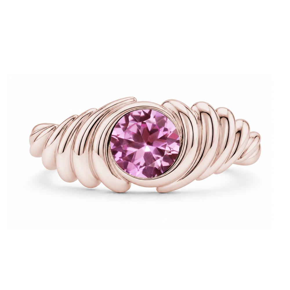Solitaire Bezel Setting Swirl Amethyst Ring - LUO Jewelry #gemstone_Pink Sapphire