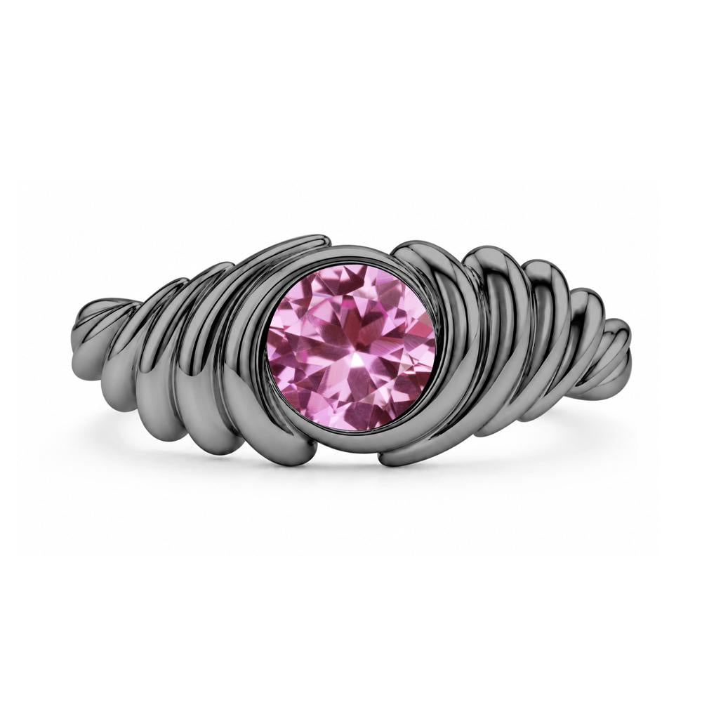 Solitaire Bezel Setting Swirl Amethyst Ring - LUO Jewelry #gemstone_Pink Sapphire