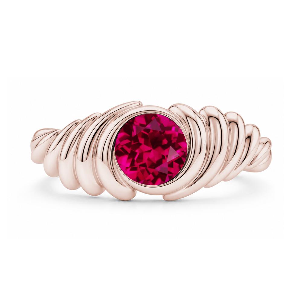 Solitaire Bezel Setting Swirl Amethyst Ring - LUO Jewelry #gemstone_Ruby