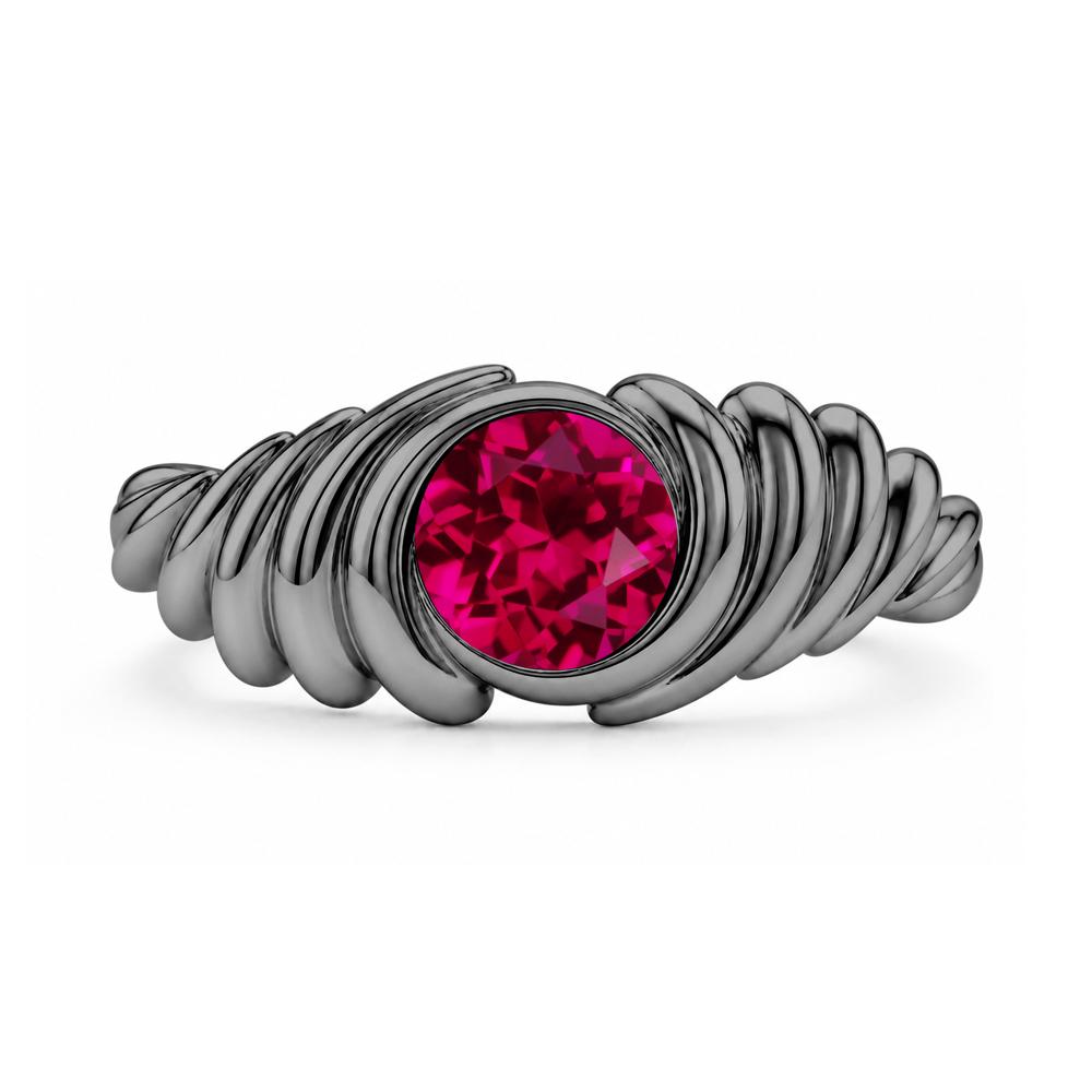 Solitaire Bezel Setting Swirl Amethyst Ring - LUO Jewelry #gemstone_Ruby