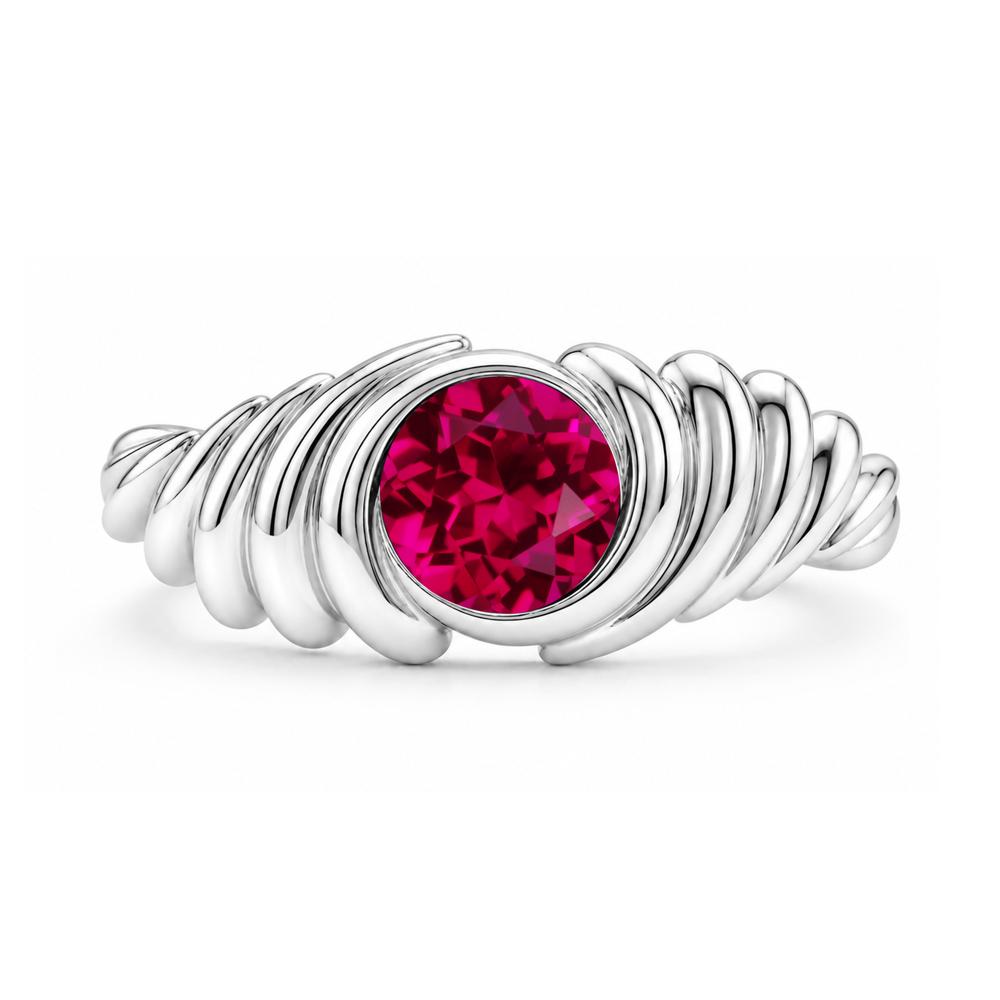 Solitaire Bezel Setting Swirl Amethyst Ring - LUO Jewelry #gemstone_Ruby