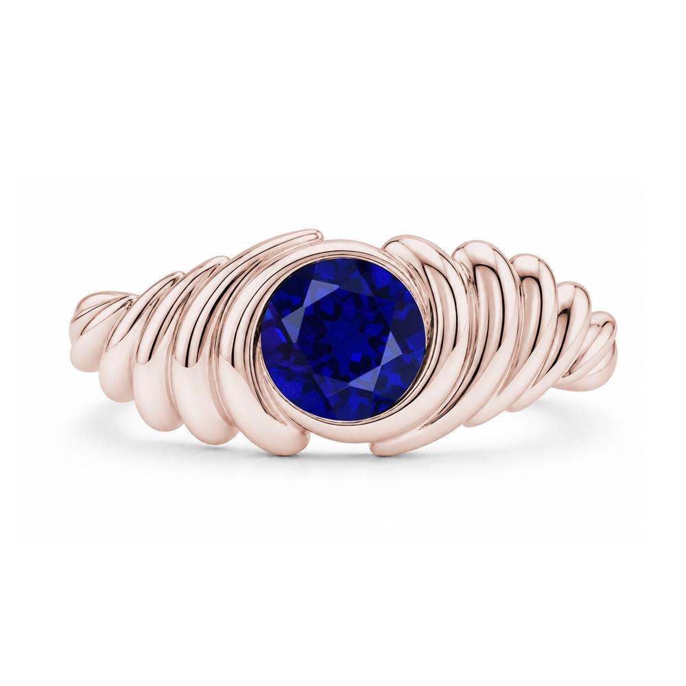 Solitaire Bezel Setting Swirl Amethyst Ring - LUO Jewelry #gemstone_Sapphire