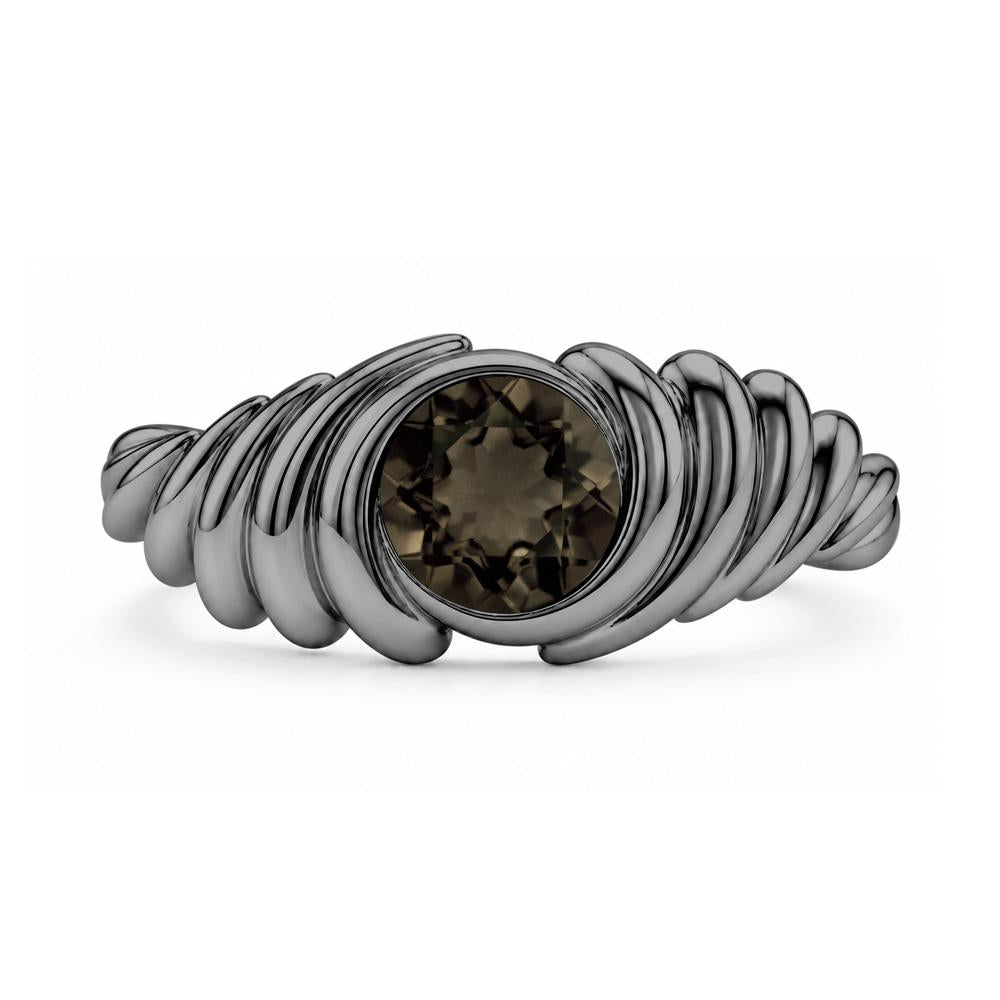 Solitaire Bezel Setting Swirl Amethyst Ring - LUO Jewelry #gemstone_Smoky Quartz