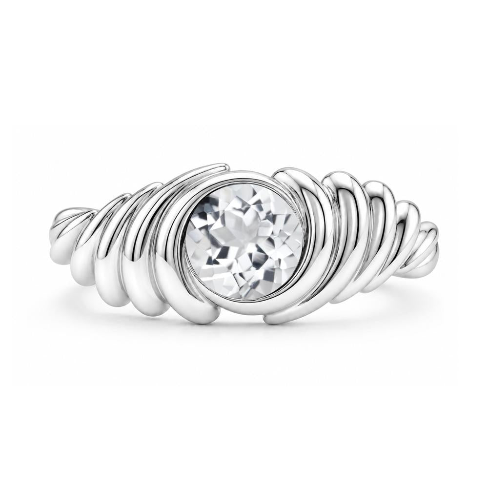 Solitaire Bezel Setting Swirl Amethyst Ring - LUO Jewelry #gemstone_White Topaz