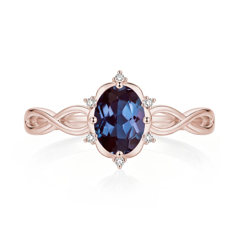 Amethyst Halo Twisted Infinity Ring - LUO Jewelry #gemstone_Alexandrite
