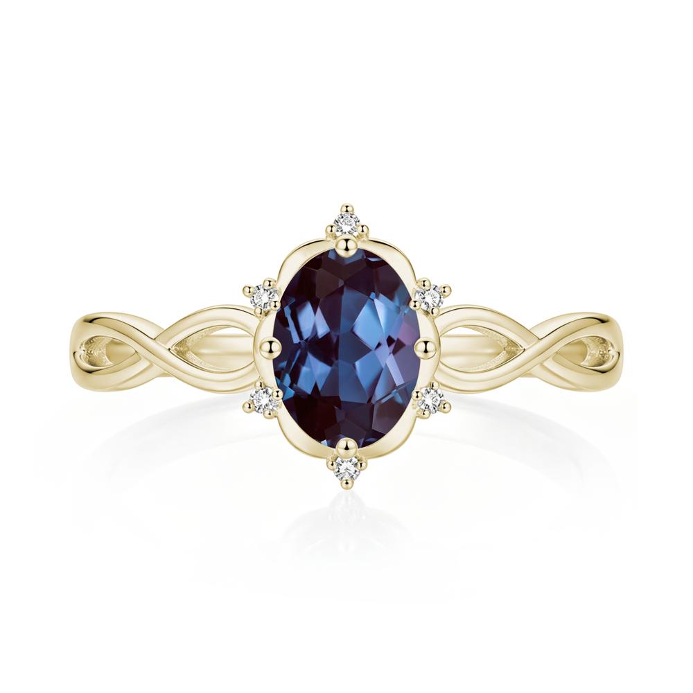 Amethyst Halo Twisted Infinity Ring - LUO Jewelry #gemstone_Alexandrite