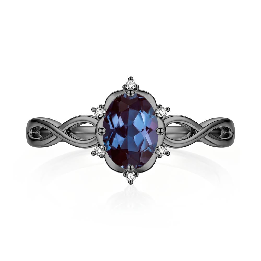Amethyst Halo Twisted Infinity Ring - LUO Jewelry #gemstone_Alexandrite