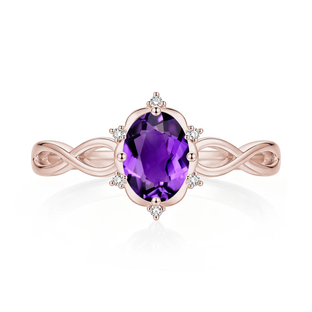 Amethyst Halo Twisted Infinity Ring - LUO Jewelry #gemstone_Amethyst