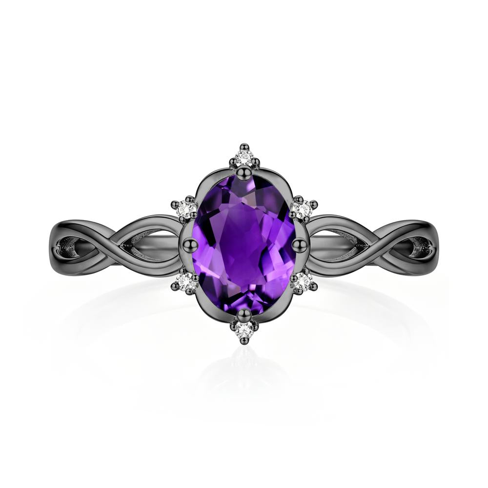Amethyst Halo Twisted Infinity Ring - LUO Jewelry #gemstone_Amethyst