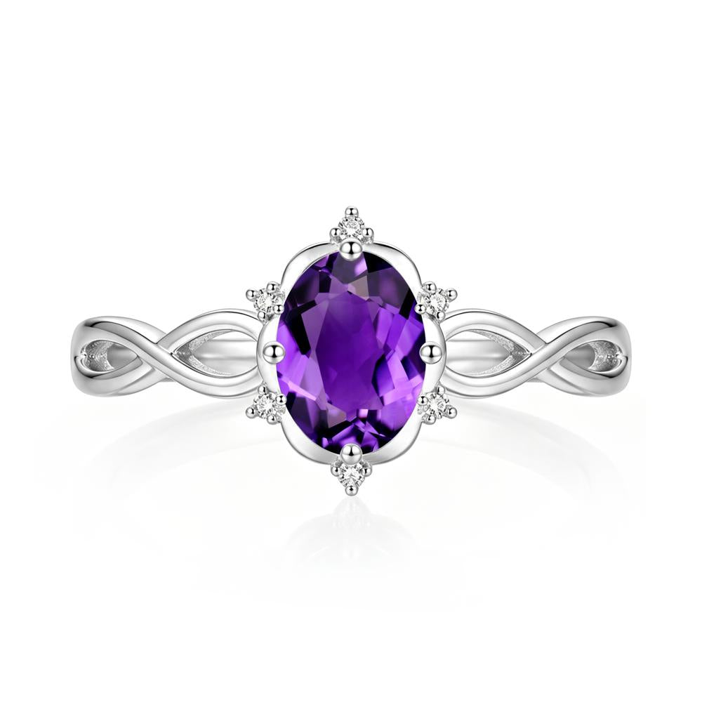 Amethyst Halo Twisted Infinity Ring - LUO Jewelry #gemstone_Amethyst